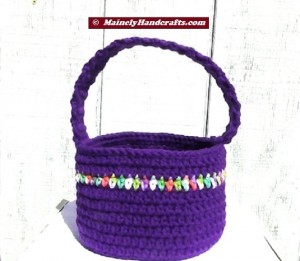 Easter Basket - Crochet Basket for Spring - Purple Basket 2