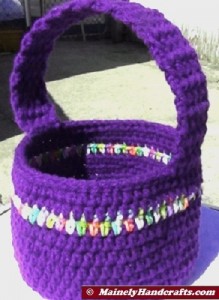 Easter Basket - Crochet Basket for Spring - Purple Basket 4