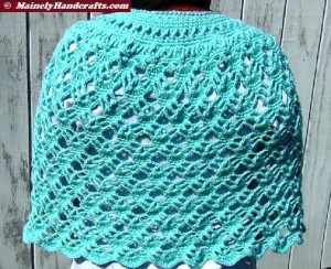 Poncho - Crocheted Poncho - Aqua Green 4