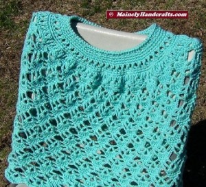 Poncho - Crocheted Poncho - Aqua Green 5
