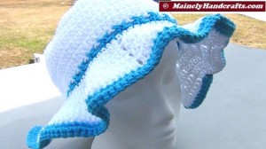 Sun Hat, Womens floppy sun hat, crochet cotton white and blue summer hat, beach hat, garden hat 2