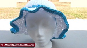 Sun Hat, Womens floppy sun hat, crochet cotton white and blue summer hat, beach hat, garden hat 4