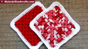Crochet Washcloth - Crochet Dishcloth - Set of 2 - Red Cotton Dish Cloths - Red Cotton Wash Cloths - Ecofriendly