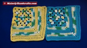 Granny Crochet Dishcloth - Granny Corner Wash Cloth - Set of 2 Blue and Yellow Decorative Cotton Cloths 2