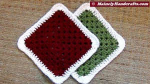 Washcloths - Dishcloths - Set of 2 Cotton Crocheted Washcloths = Dishcloths