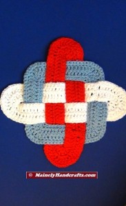 Hot Pad = Trivet - Patriotic Red, White, and Blue - Celtic Knot Design 4