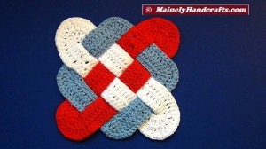 Hot Pad = Trivet - Patriotic Red, White, and Blue - Celtic Knot Design 5