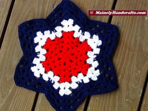 Patriotic Star Doily - Red, White, and Blue Granny Star - Handmade Crochet Doily