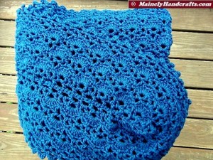 Summer Wrap - Crocheted Wrap - Denim Blue Shawl - Peacock Blue