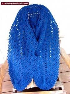 Summer Wrap - Crocheted Wrap - Denim Blue Shawl - Peacock Blue 4