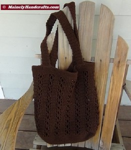 Brown Shoulder Bag - Beach Bag and Totes - Two Handled Crochet Bag - Reuseable Shopping Bag - Crochet Acrylic Market Bag