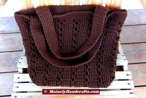 Brown Shoulder Bag - Beach Bag and Totes - Two Handled Crochet Bag - Reuseable Shopping Bag - Crochet Acrylic Market Bag 3