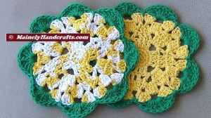 Crochet Dishcloth - Flower Wash Cloths - set of 2