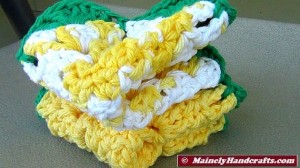 Crochet Dishcloth - Flower Wash Cloths - set of 2 4