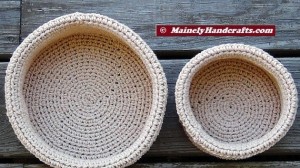 Nested Baskets - Crochet Baskets - Crocheted Nested Bowls - Rolled Brim Baskets - Set of 2 2