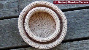 Nested Baskets - Crochet Baskets - Crocheted Nested Bowls - Rolled Brim Baskets - Set of 2