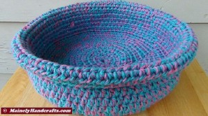 Cotton Candy Blue and Pink Crocheted Basket - Rolled Brim Basket 2