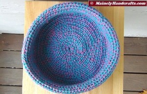 Cotton Candy Blue and Pink Crocheted Basket - Rolled Brim Basket 4