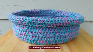 Cotton Candy Blue and Pink Crocheted Basket - Rolled Brim Basket 5