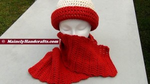 Crocheted Scarf - Red Handmade Scarf