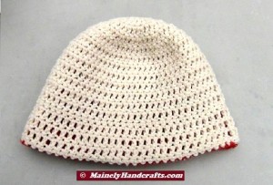 Oatmeal and Red Hat - Winter Hat - Reversible Head Wear - Rolled Brim Hat 5