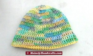 Yellow and Variegated Hat - Winter Hat - Reversible Head Wear - Rolled Brim Hat 2