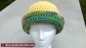 Yellow and Variegated Hat - Winter Hat - Reversible Head Wear - Rolled Brim Hat 3