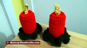 Holiday Crochet - Flameless Candle - Red Christmas Decor 2
