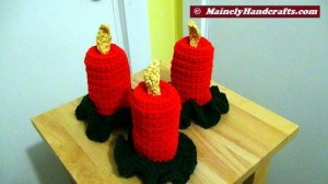 Holiday Crochet - Flameless Candle - Red Christmas Decor 3