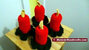 Holiday Crochet - Flameless Candle - Red Christmas Decor 4