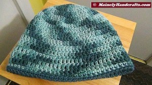Cadet Blue and Variegated Colonial Blues Hat - Winter Hat - Reversible Head Wear - Rolled Brim Hat Mainely Handcrafts 2