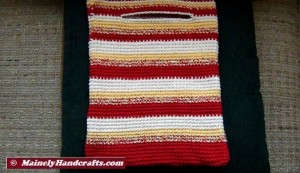 Crochet Tote Bag - Cotton Tote Bag - Country Red, Yellow, White, Variegated Stripe Sac Mainely Handcrafts 5