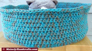 Pet Basket - Pet Bed - Dog Bed - Cat Bed - Crochet Rolled Brim Basket Mainely Handcrafts 4