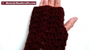 Dark Red Fingerless Gloves - Crocheted Claret Wrist Warmers 3