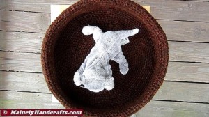 Double Chocolate Brown Basket - Brown Pet Basket - Large Pet Bed - Dog Bed - Cat Bed - Crochet Rolled Brim Basket 3