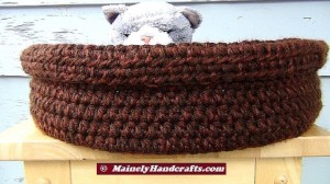 Double Chocolate Brown Basket - Brown Pet Basket - Large Pet Bed - Dog Bed - Cat Bed - Crochet Rolled Brim Basket