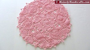 Pink Hearts Doily - Round Table Doily - Worsted Weight Cotton Doily 5
