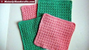 Pink and Green Washcloths, Crochet Dishcloths, Cotton Facecloths, Set of 4 Eco-Friendly Cleaning Cloths 2